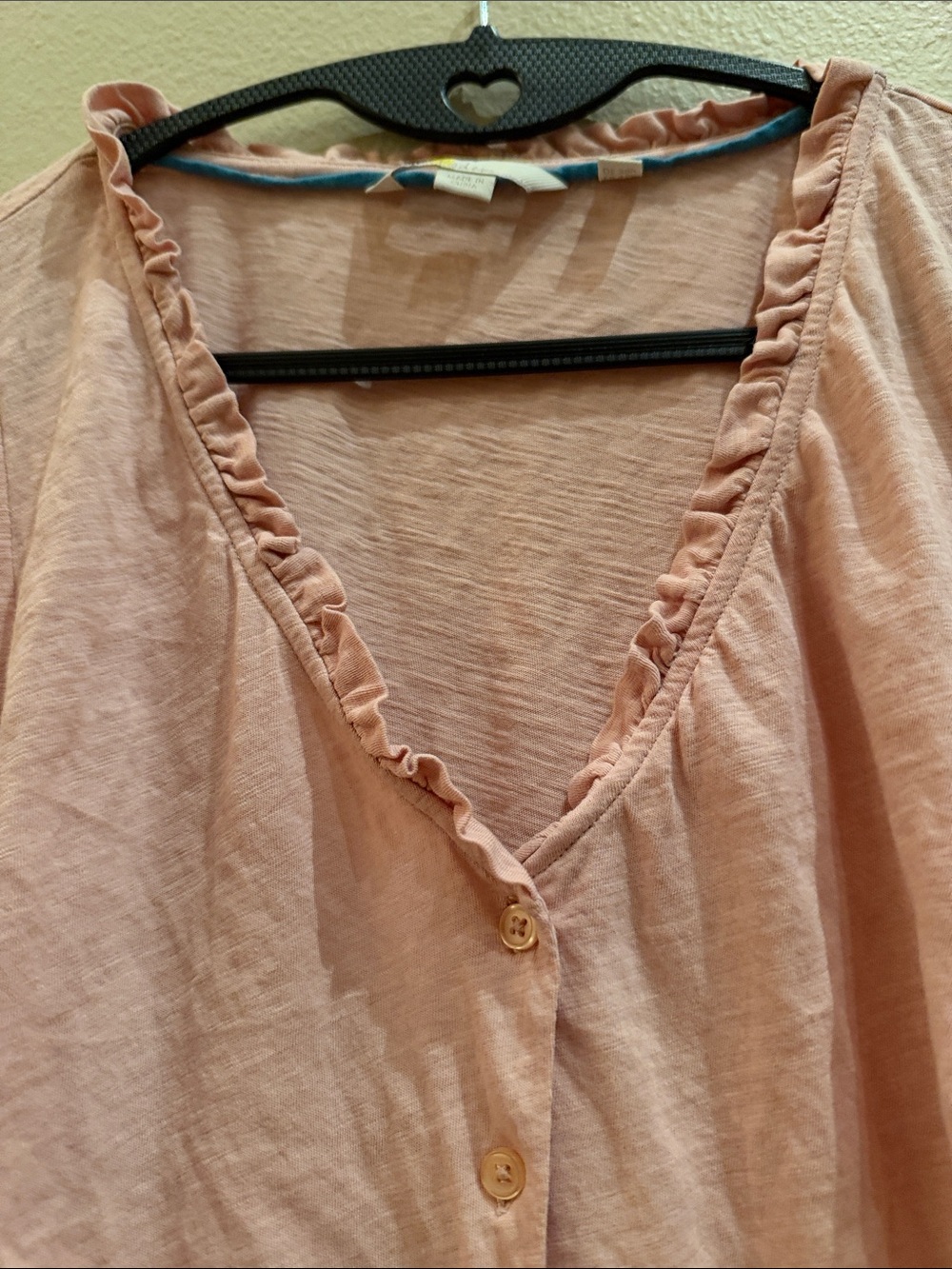 Boden Women's Pink Button-Front Ruffle V-Neck Top - Picture 6 of 9